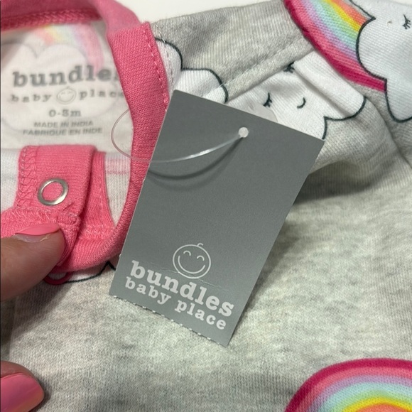 Bundles baby place Gray and Pink Footie One Piece - Picture 3 of 4